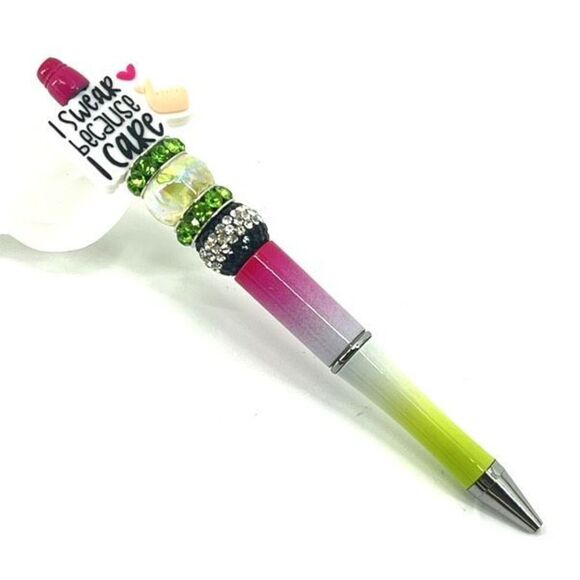 I swear because I care heart fingers handmade pen NEW beads rhinestone bling clo - Picture 3 of 8
